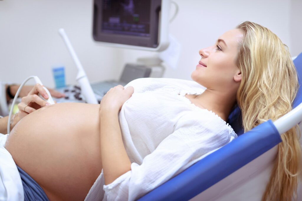 Pregnant woman on ultrasound