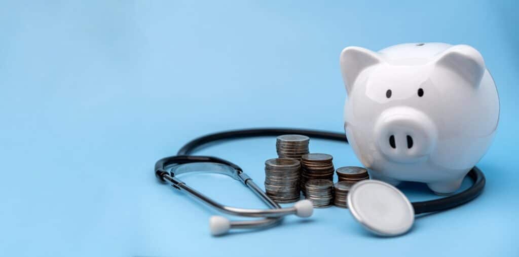 Financial Health Management Growth and Savings Concept with Piggy Bank and Money.