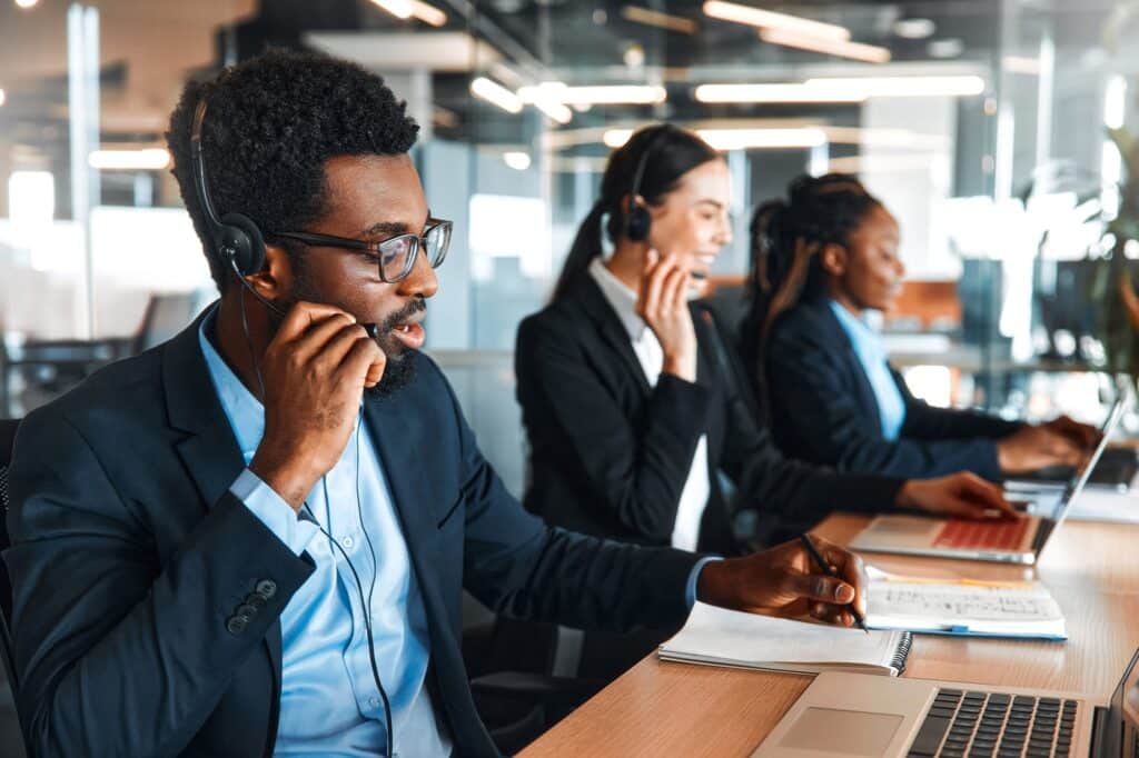 People working in a call center