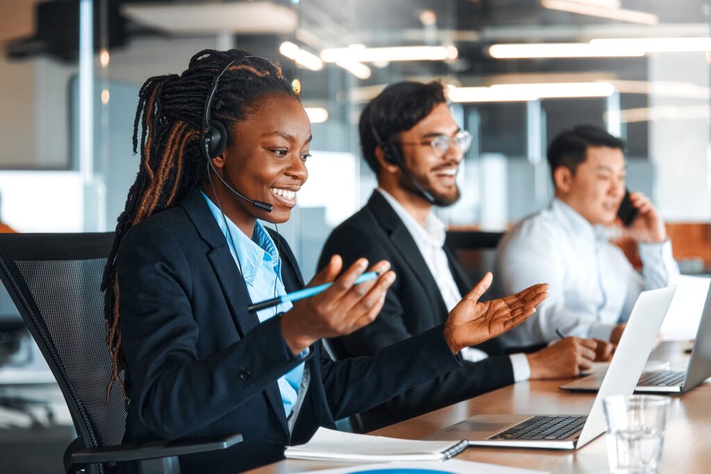 People working in a call center